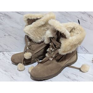 Sporto Women's Tan Solid Suede Waterproof Faux Fur Lined Boots Size 8.5